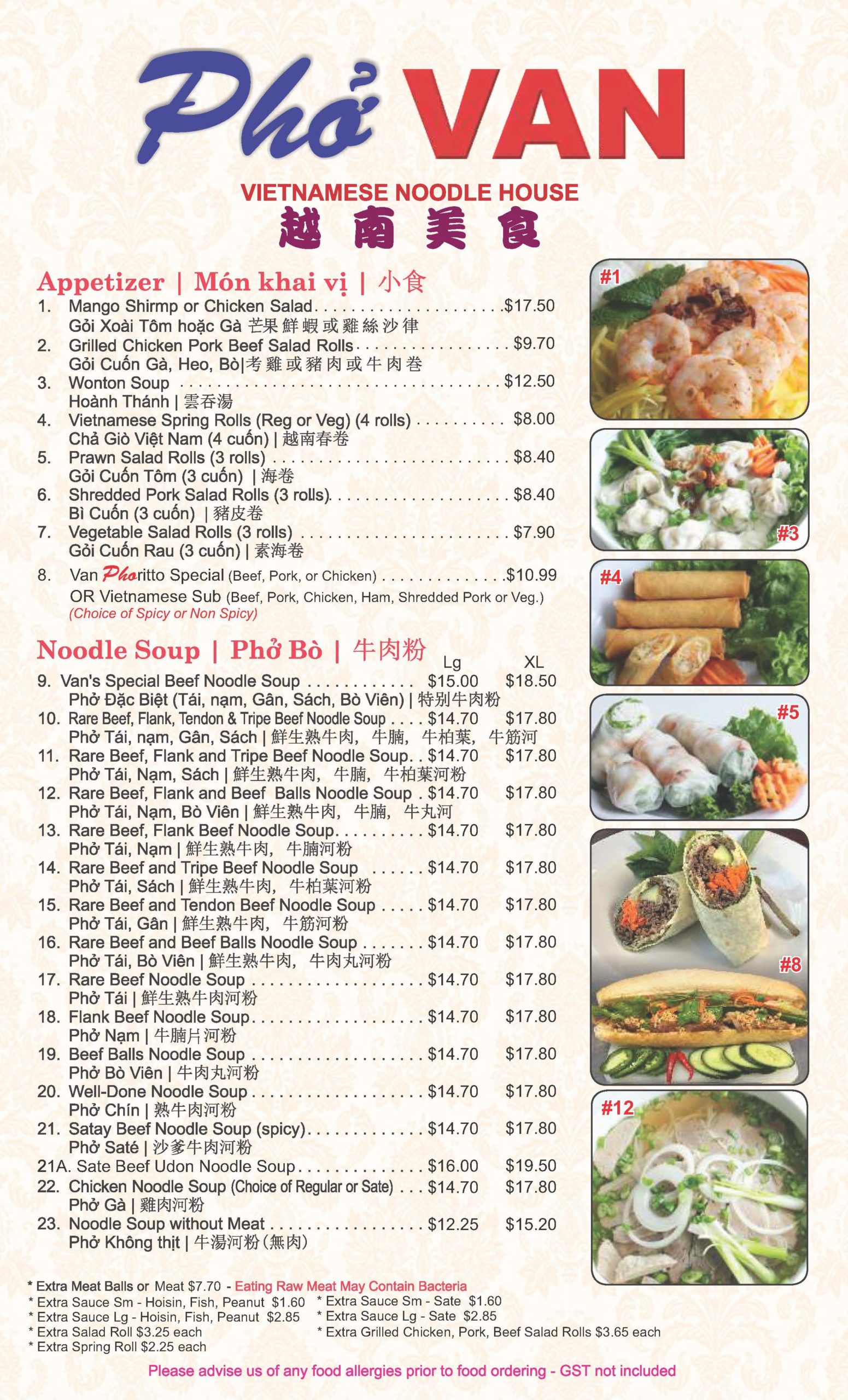 Pho Van Menu (Country Hills) P1