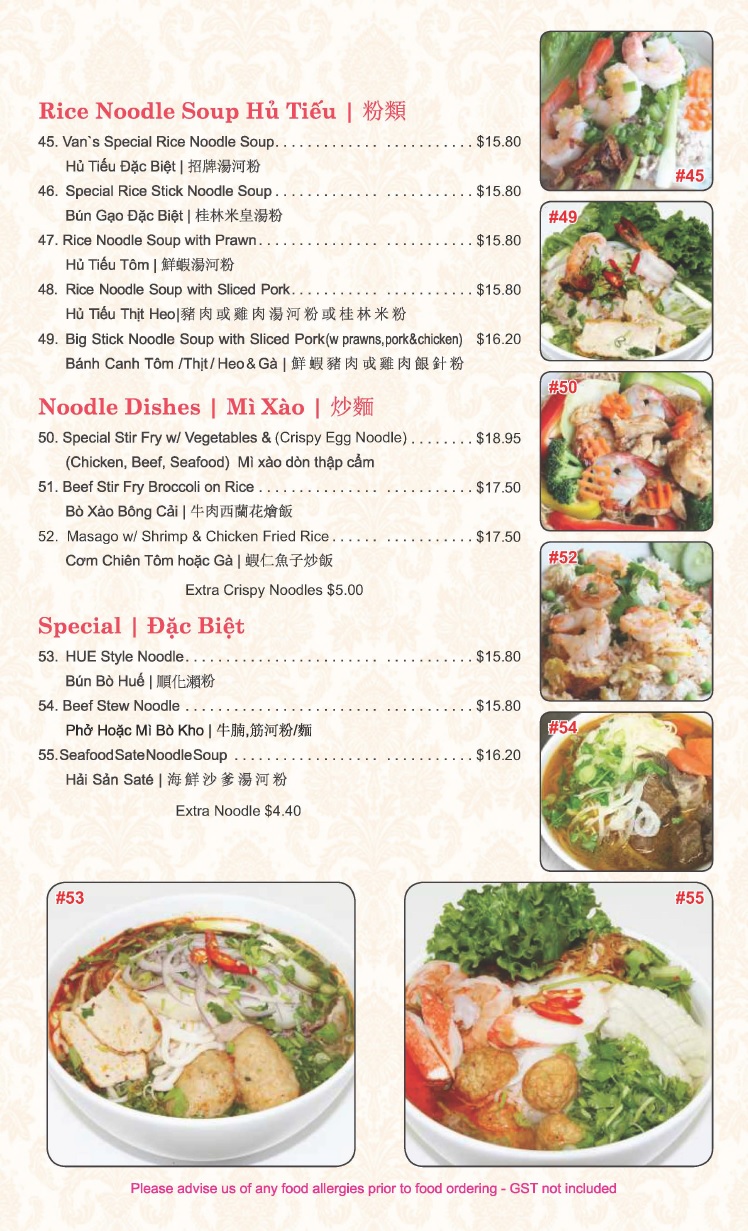 Pho Van Menu (Country Hills) P3